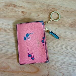 Coach Pink Card Holder with Keychain